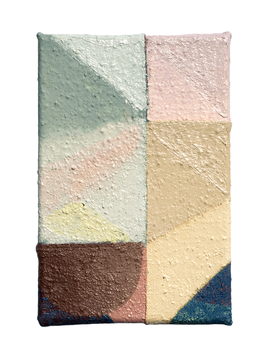 Moona, oil and acrylic on sewn canvas, 12" x 8", 2019